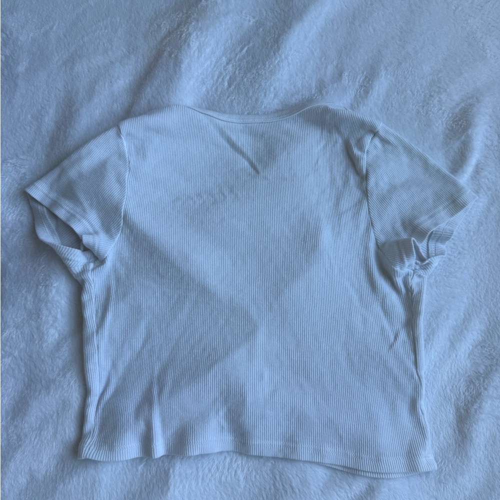 American Apparel White Ribbed Knit Top - Picture 3 of 4